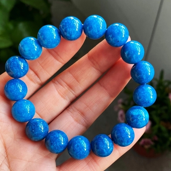 11.5mm Natural Light Blue Apatite Crystal Gemstone Beaded Stretch  Bracelet NEW - Picture 2 of 5